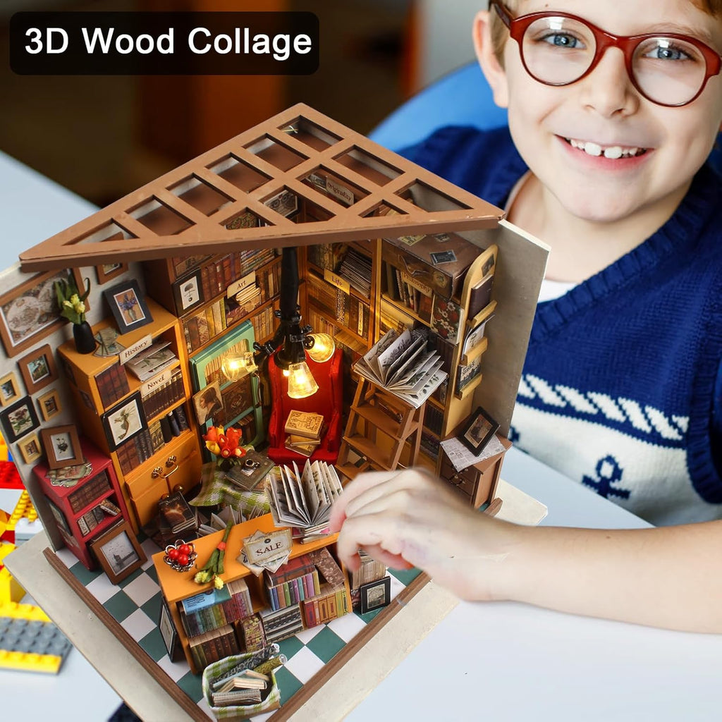 Miniature House Kit with Light and Dust Proof Wooden DIY Model House Kit K550449