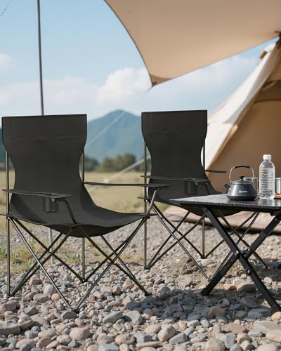 Black Reclining Camping Chair with Removable Footrest X331
