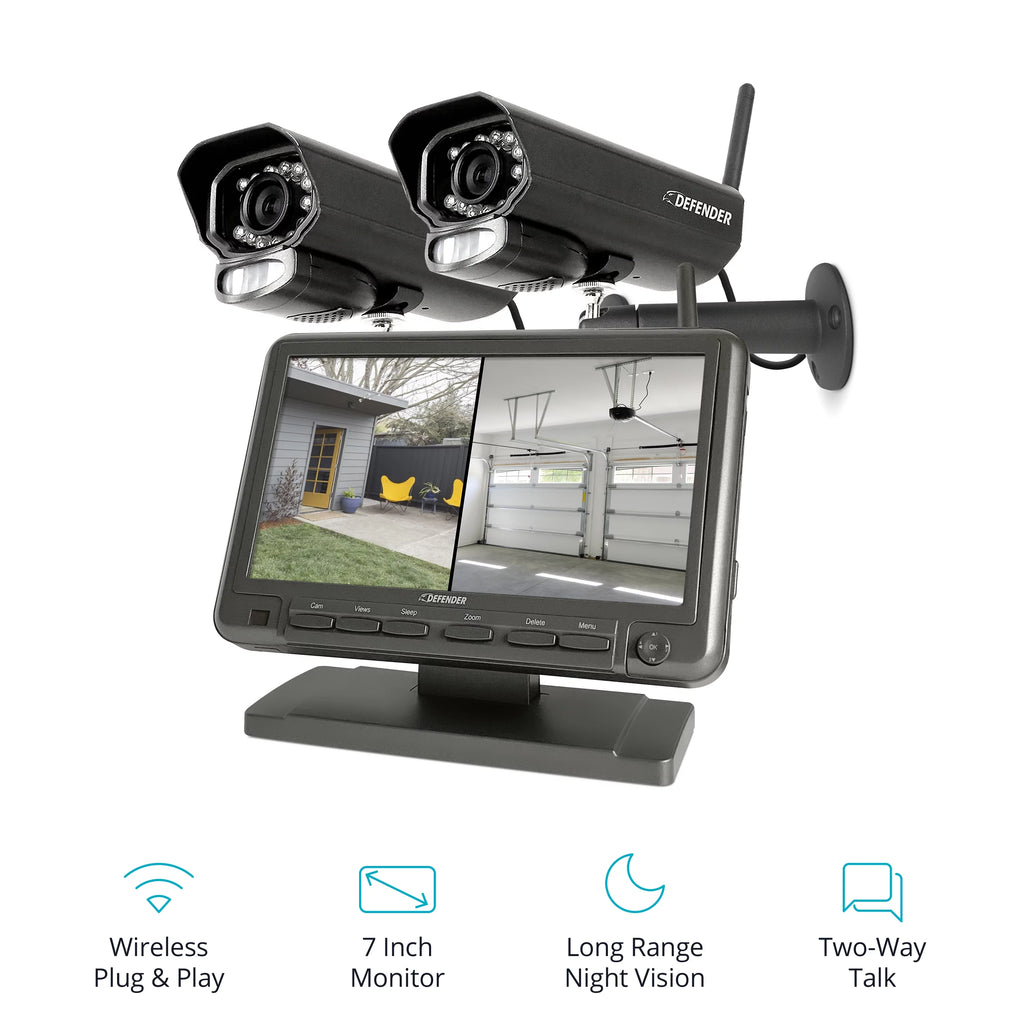 Security Camera System with 7 Display Monitor and 2 Night Vision Cameras L6283