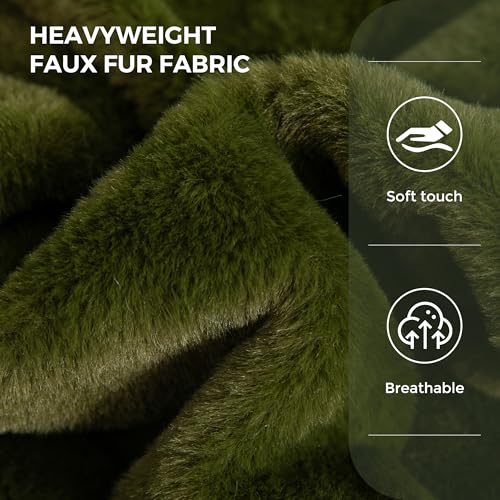 Green Oversized Fluffy Bean Bag Sofa J68683