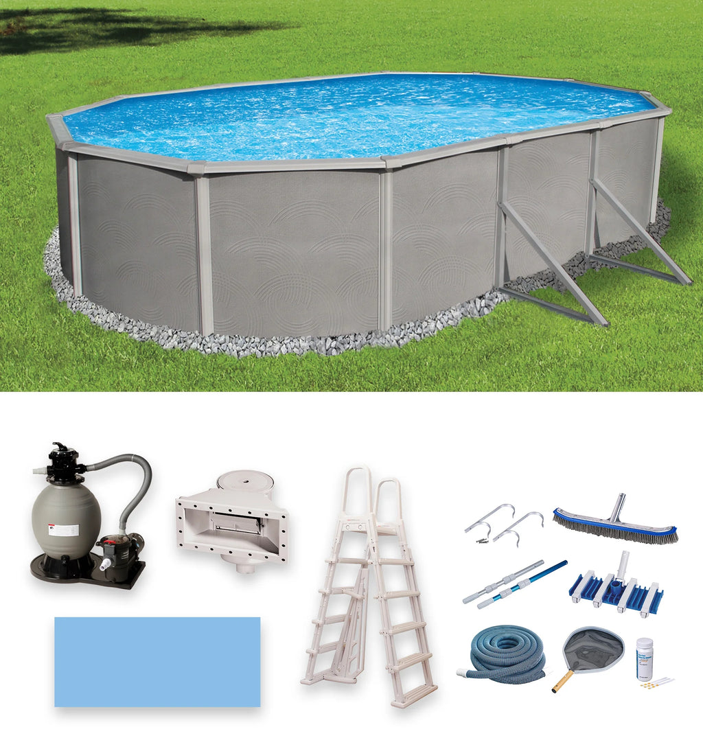 18-ft x 33-ft Oval 52-in Deep Metal Wall Swimming Pool S625441