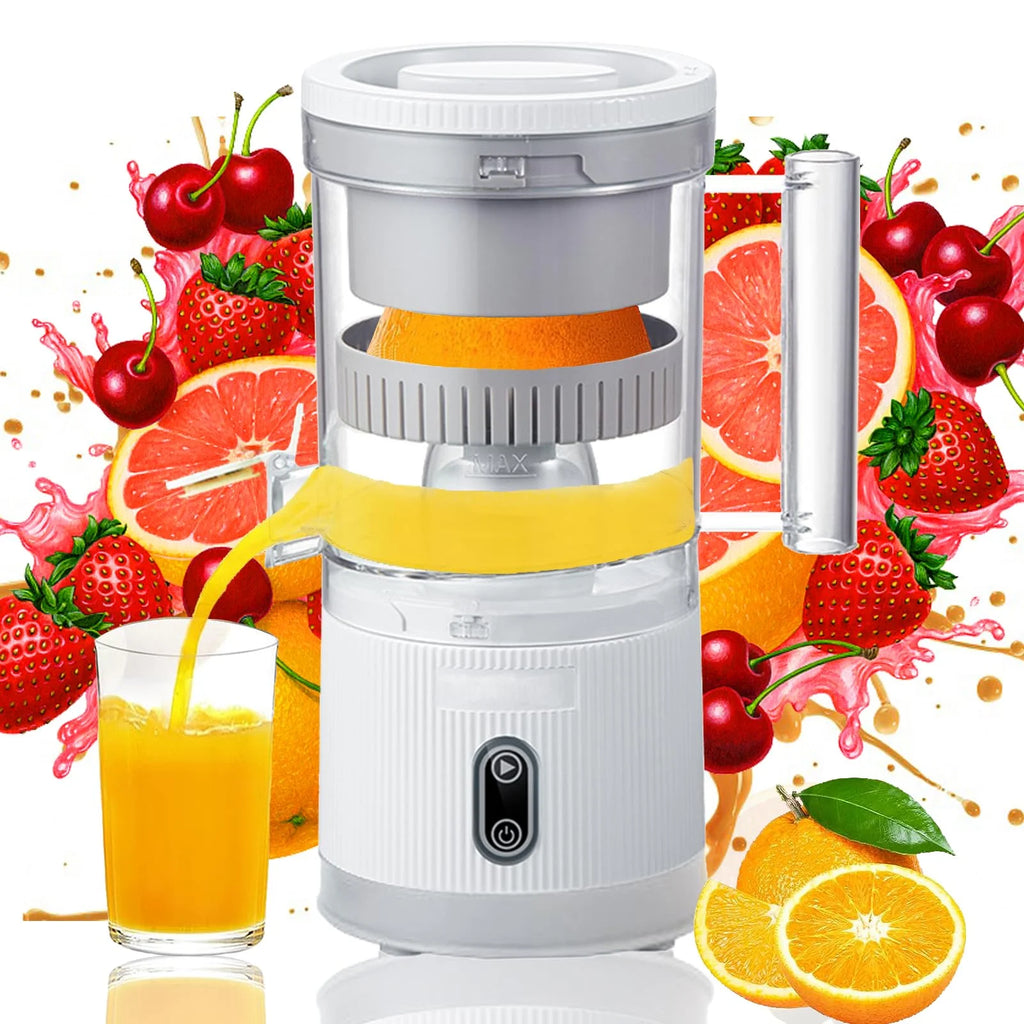 Electric Citrus Juicer Squeezer with Pulp Basket, 300ml, USB Charging, BPA-Free (White) L152