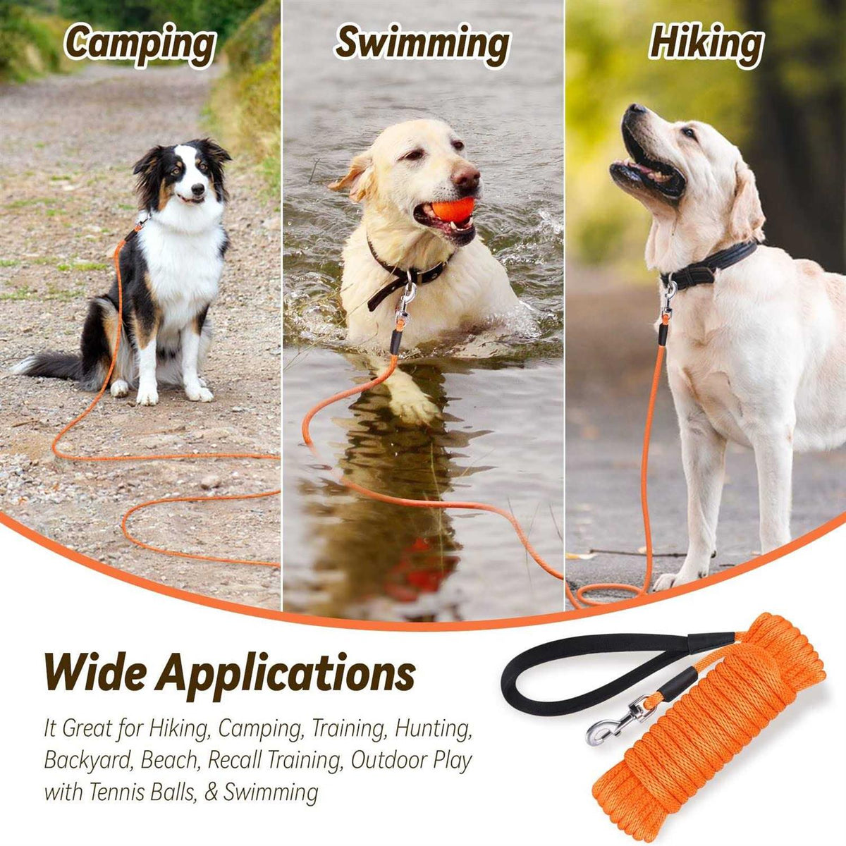 Long Lead Dog Leash Heavy Duty 10ft 15ft 30ft 50ft J221