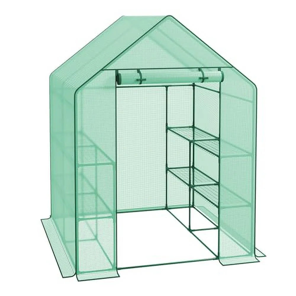 Walk-in Greenhouse with PE Cover and Zipper Door (8 Shelves) D775158