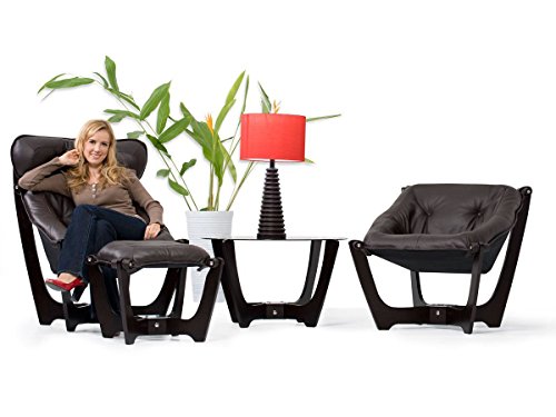Black Leather Chair and Ottoman B3997