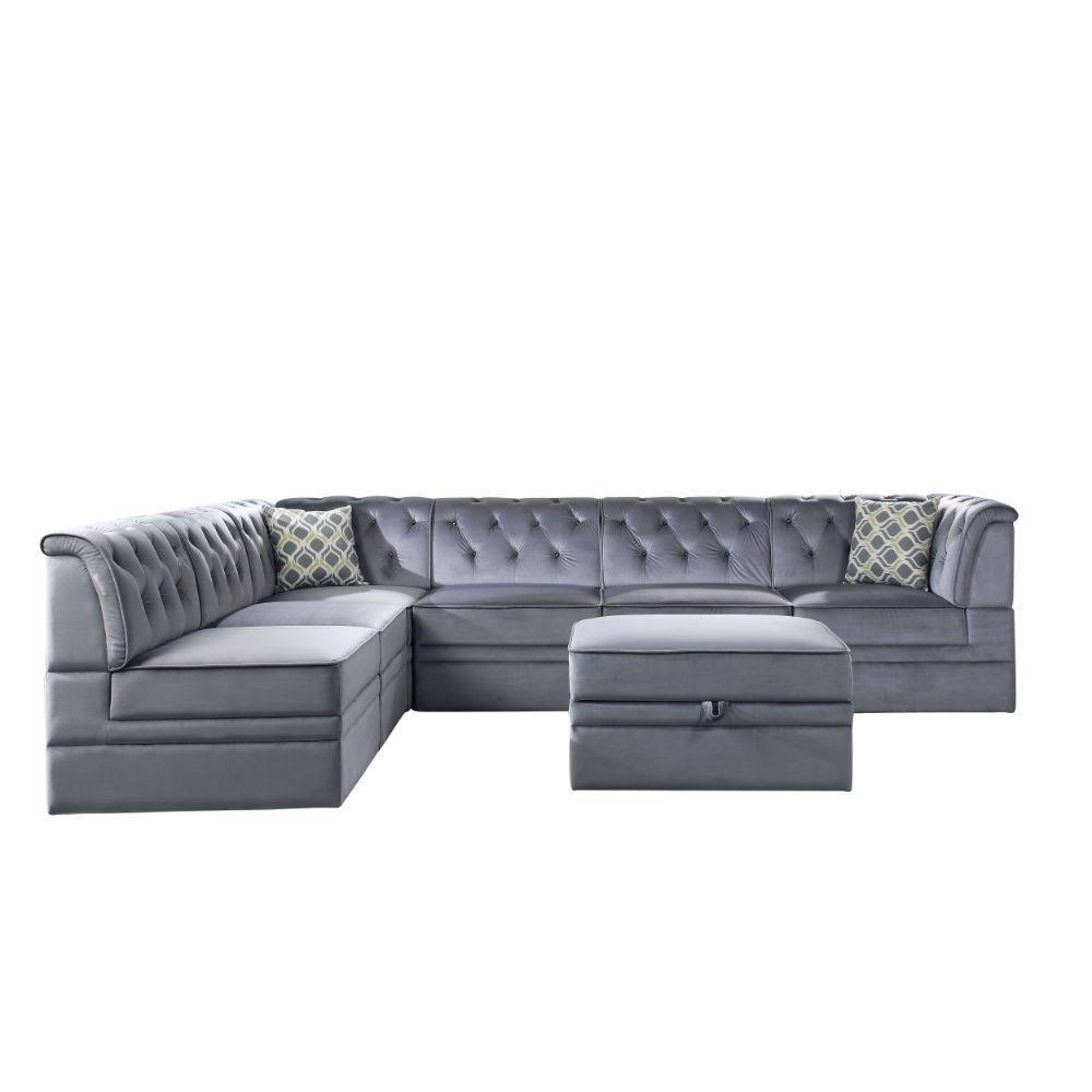 Gray Velvet Armless Chair X74015