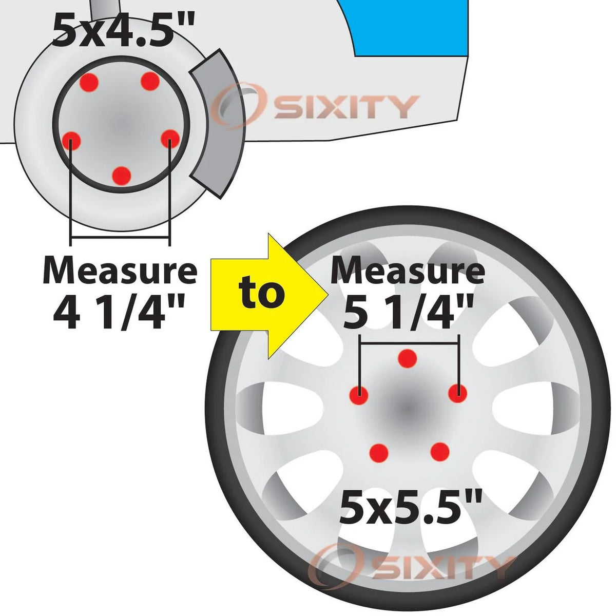4 pc 5x4.5" to 5x5.5" Wheel Spacers Adapters 1.25" F4743