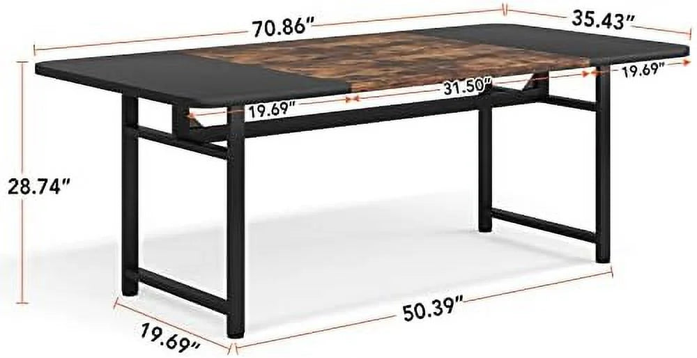 70.87" Long Dining Table with Heavy Duty Metal Frame I848
