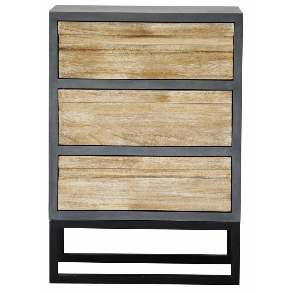 Gray Iron Accent Cabinet with 3 Wood Drawers V9270