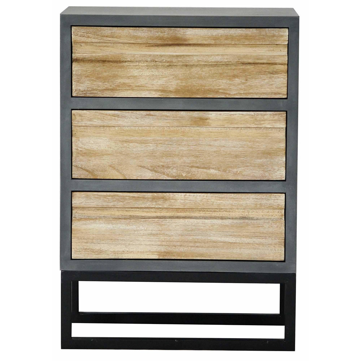 Gray Iron Accent Cabinet with 3 Wood Drawers V9270