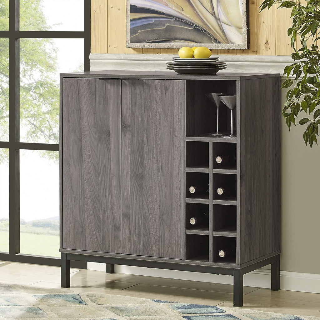 34 Inch Slate Grey Wood Storage Cabinet L2611