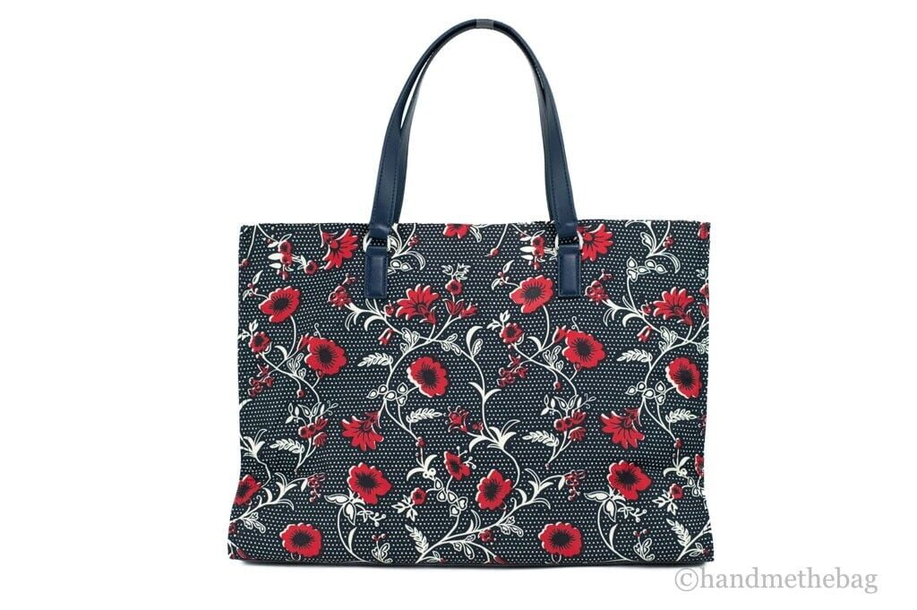 Navy Red Nylon Tote Handbag I470037