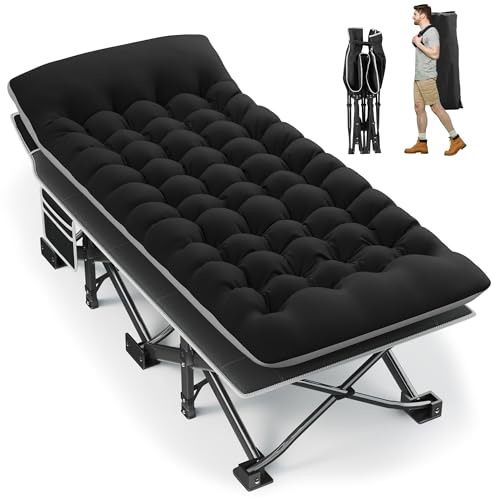 32" Extra Wide Heavy Duty Portable Camping Cot with Thick Mattress M5117