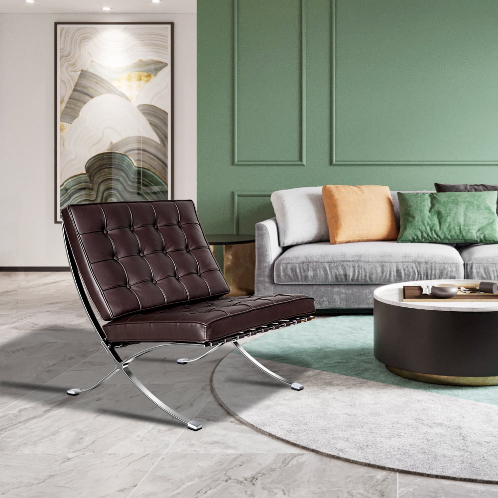 Leather Lounge Chair with Stainless Steel Frame L991533