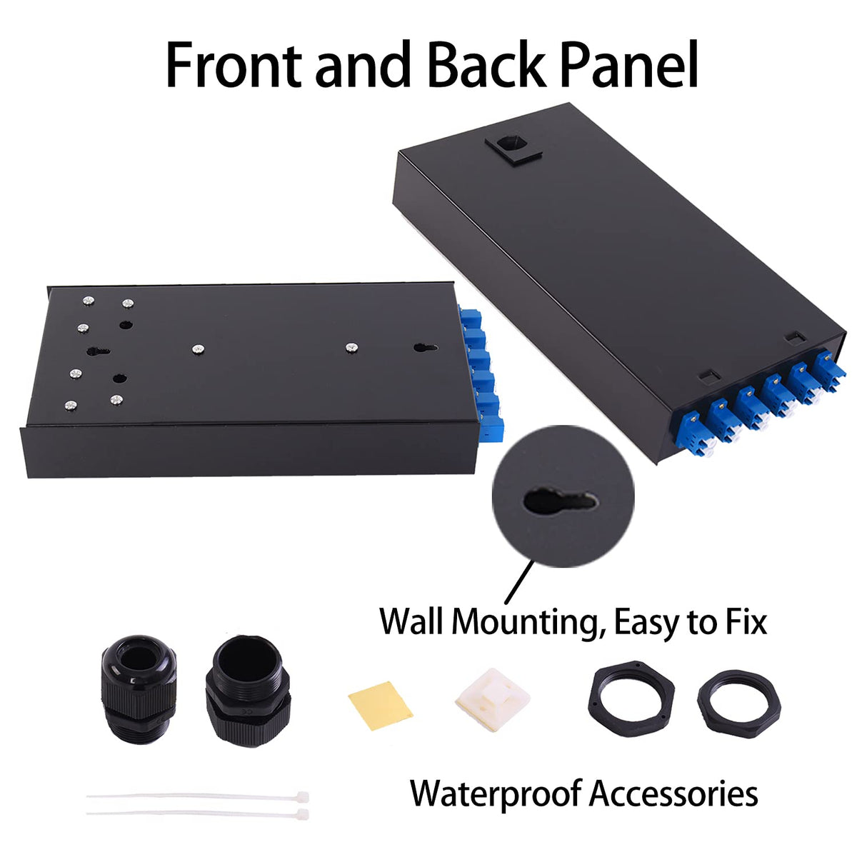 6 Port Duplex Box Cables Wall Mount Fiber Enclosure with Spool Singlemode LC-UPC Kit T891