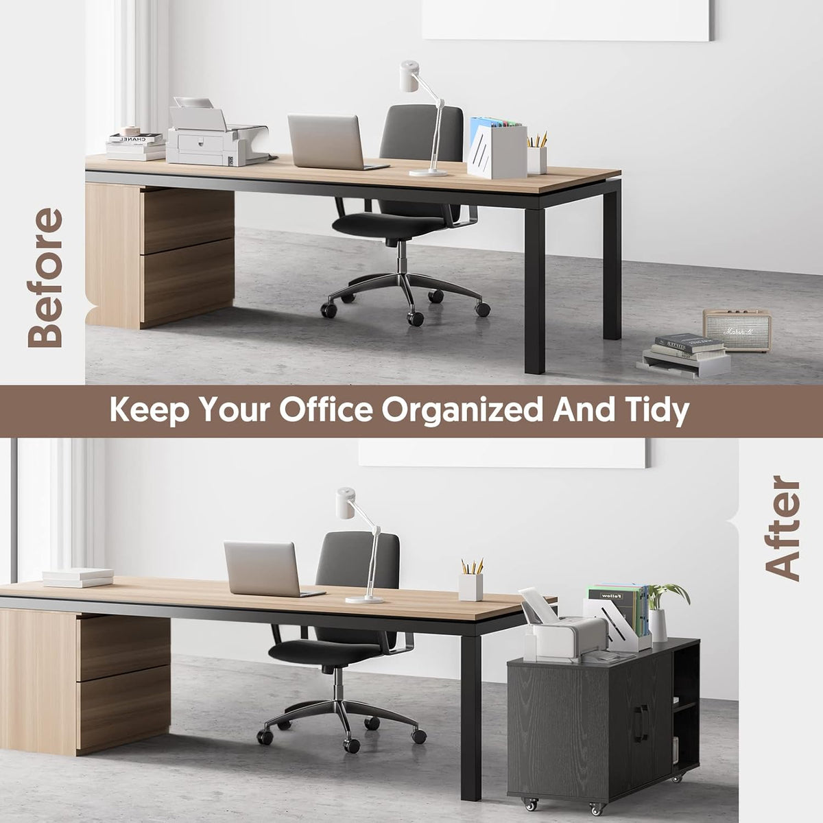 Black Rolling File Cabinet with Storage Y22725