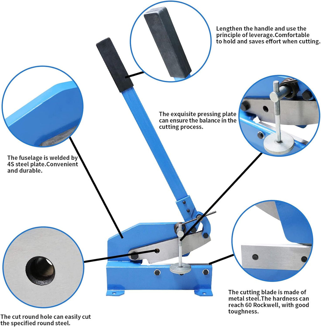 Hand Plate Shear, Manual Metal Cutter, Cutting Thickness 6mm Max, Benchtop for Carbon Steel Plates B8785