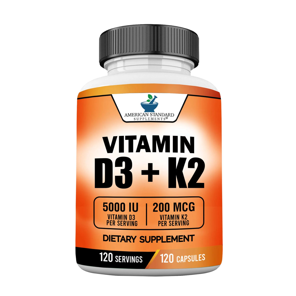 Vitamin D3 5000 IU Plus Vitamin K2 200mcg 120 Capsules Q78358