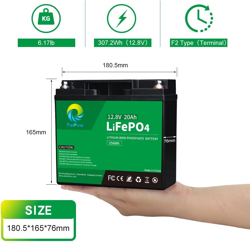 12V 20Ah LiFePO4 Lithium Iron Phosphate Battery with Built-in BMS C8444