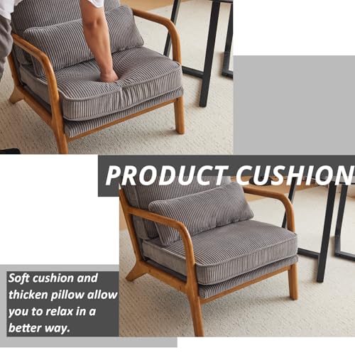 Corduroy Upholstered Accent Chair with Pillow N804