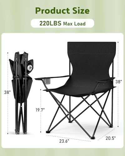 Black Reclining Camping Chair with Removable Footrest X331