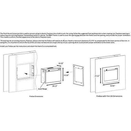 23-in 3D Infrared Fireplace Insert & Flush Mount Kit B85008