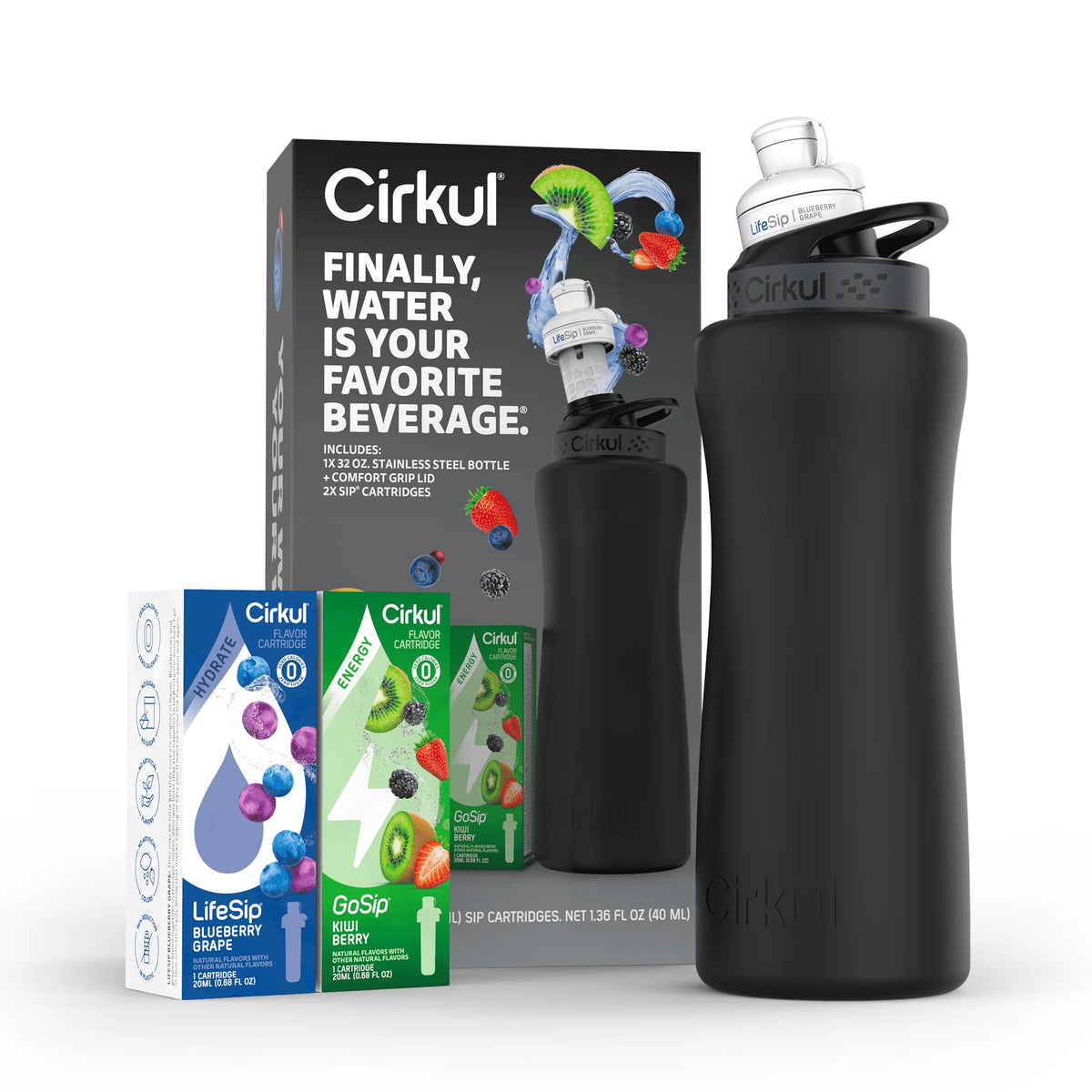 32oz Rose Gold Stainless Steel Water Bottle Starter Kit with Lid and 2 Flavor Cartridges X28205
