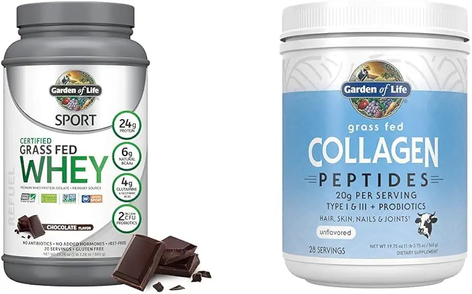 Chocolate Grass Fed Whey Protein & Collagen Peptides Powder 19.75 Ounce D85296