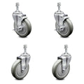Polyurethane Swivel Threaded Stem Caster Set of 4, 5 inch Gray Wheels O376