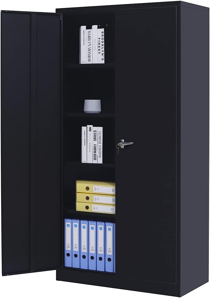 Metal Storage Cabinet with 2 Locking Doors and 4 Adjustable Shelves Q67125