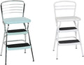 Teal and White Retro Chair with Step Stool E931524