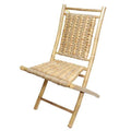 Bamboo Folding Chair with Open Link Weave of Water Hyacinth & Seagrass, Natural - Set of 2 D949