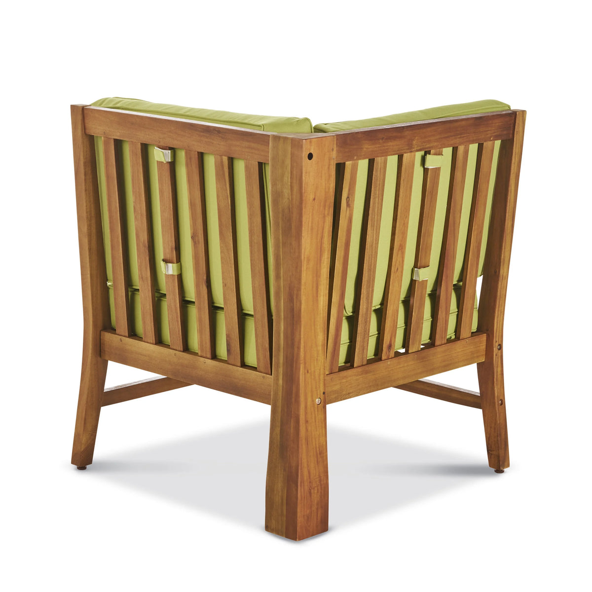 Teak and Green Acacia Wood 6 Seater Sectional Sofa and Club Chair Chat Set with Cushions V53352
