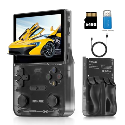 Retro Handheld Game Console with 64GB TF Card, 3.5 Inch IPS Screen Black M176