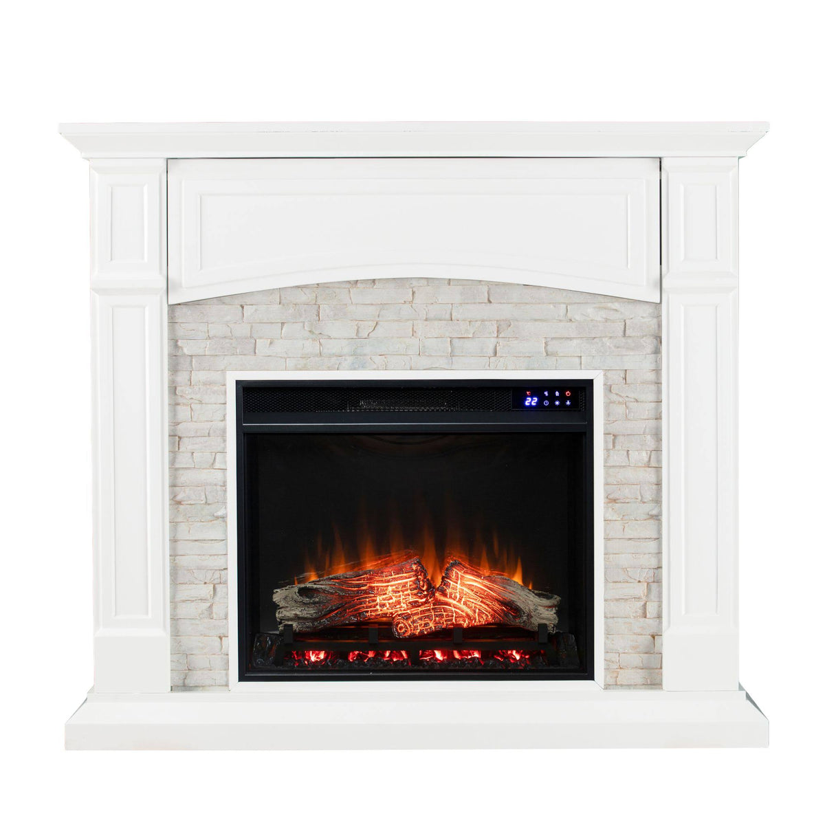 White and Black Contemporary Electric Fireplace B303