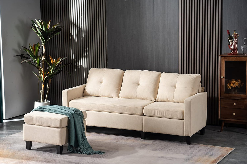 Beige Fabric Sectional Sofa with Chaise O16193