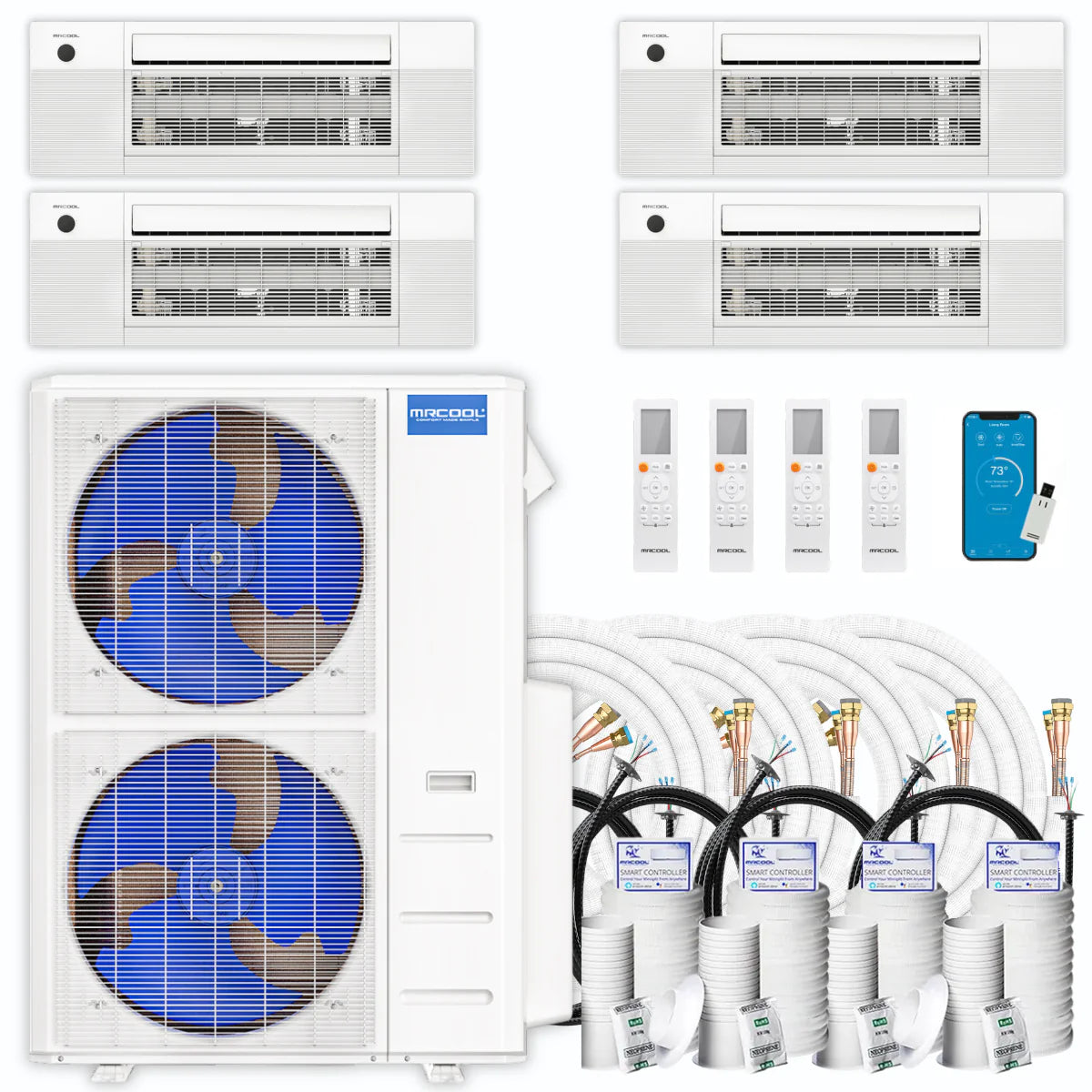 48,000 BTU 4 Zone Ceiling Cassette Ductless Air Conditioner and Heat Pump A841179