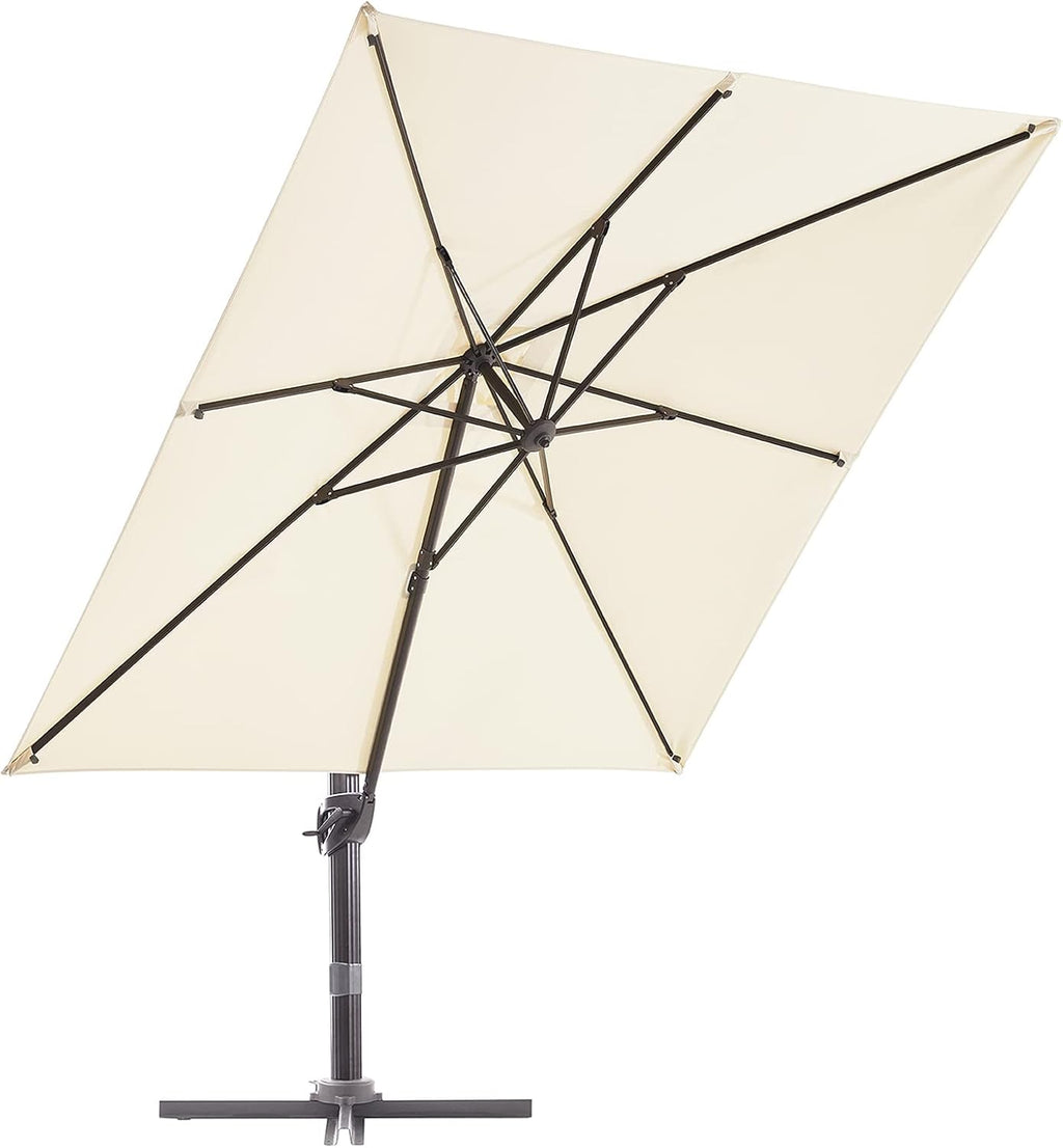 Beige 9x9 FT Square Cantilever Aluminum Outdoor Umbrella Z89400