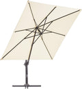 Beige 9x9 FT Square Cantilever Aluminum Outdoor Umbrella Z89400