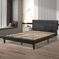 King Platform Bed Frame with PU Leather Upholstered Headboard E201769