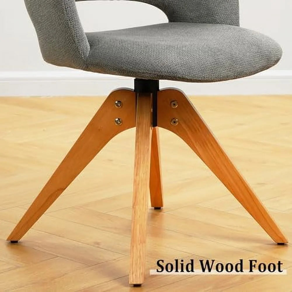 Blue Upholstered Swivel Accent Chair with Solid Wood Legs L76977