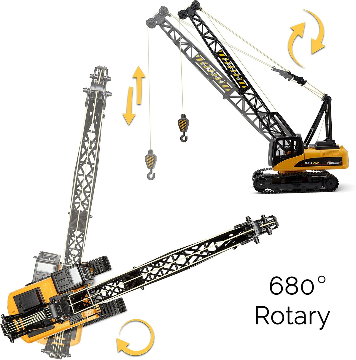 15 Channel Remote Control Crane, 1:14 Scale Battery Powered RC Construction Toy Crane with Heavy Metal Hook R5932