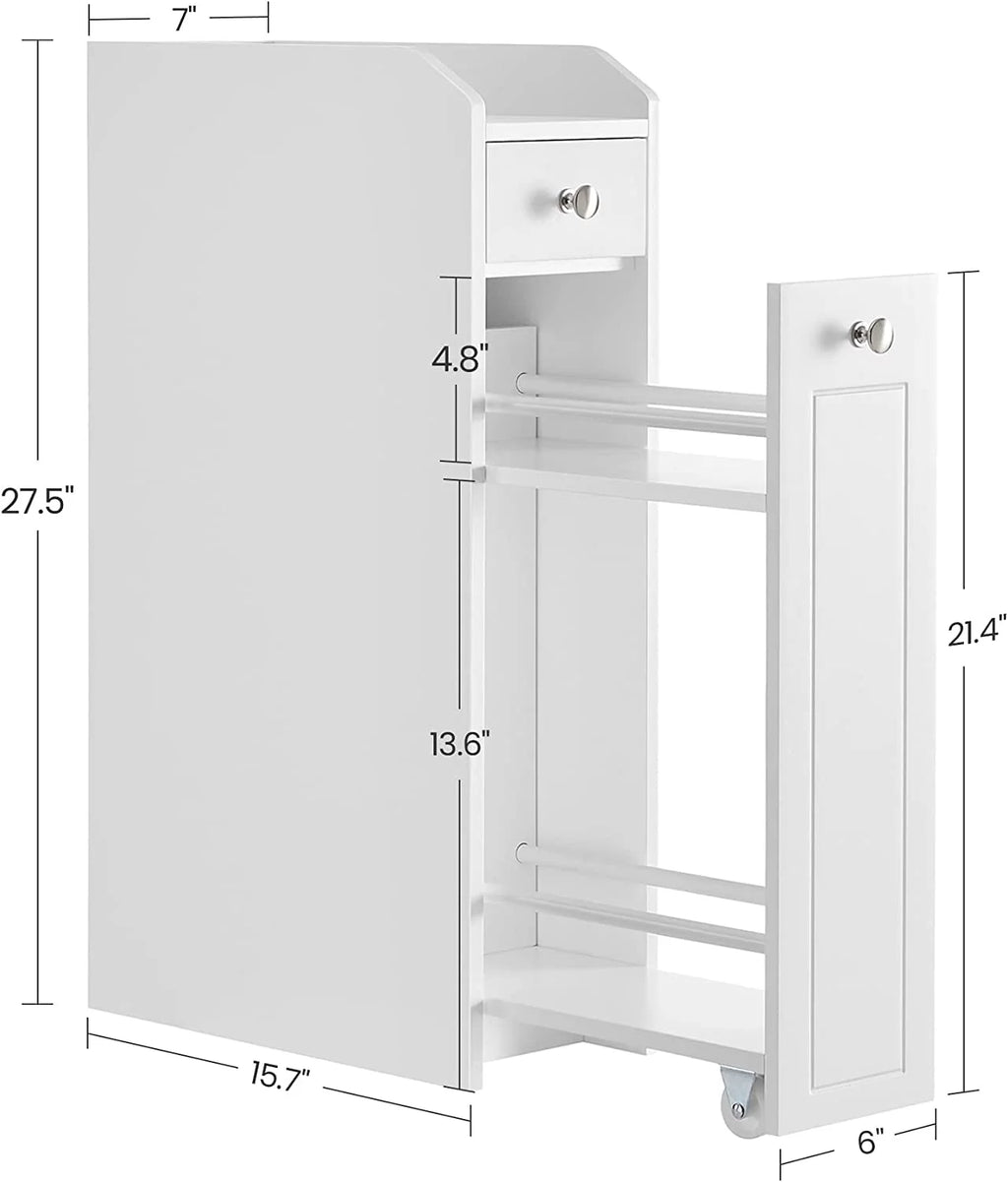 White Small Bathroom Storage Cabinet with Slide Out Drawers B5788
