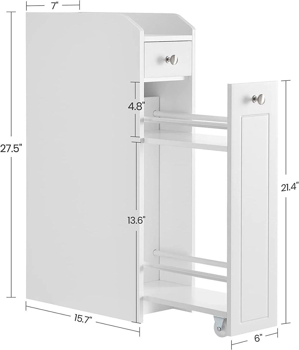 White Small Bathroom Storage Cabinet with Slide Out Drawers B5788