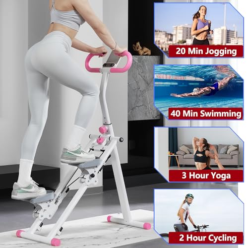 Folding Vertical Climber with Adjustable Handlebar & Pedals, 300LBS Load A920