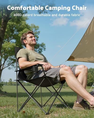 Black Reclining Camping Chair with Removable Footrest X331