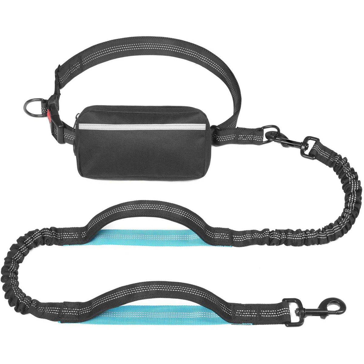Hands Free Dog Leash with Zipper Pouch, Dual Padded Handles and Durable Bungee V2323