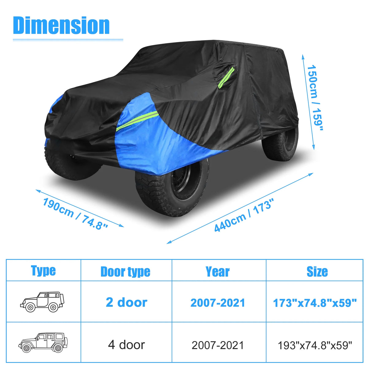 210D Black Blue Car Cover Y4526