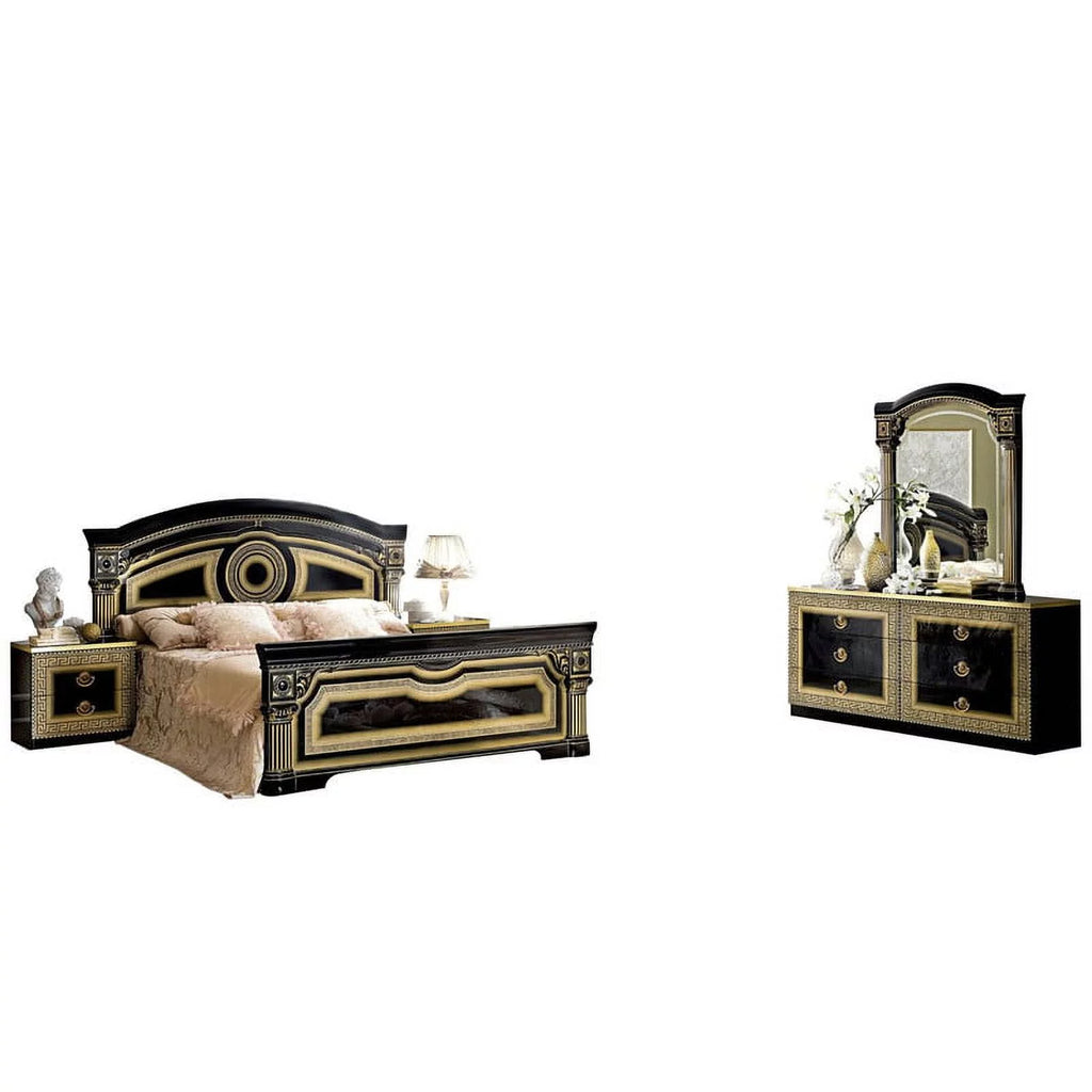 Black & Gold Queen Size Bedroom Set G969