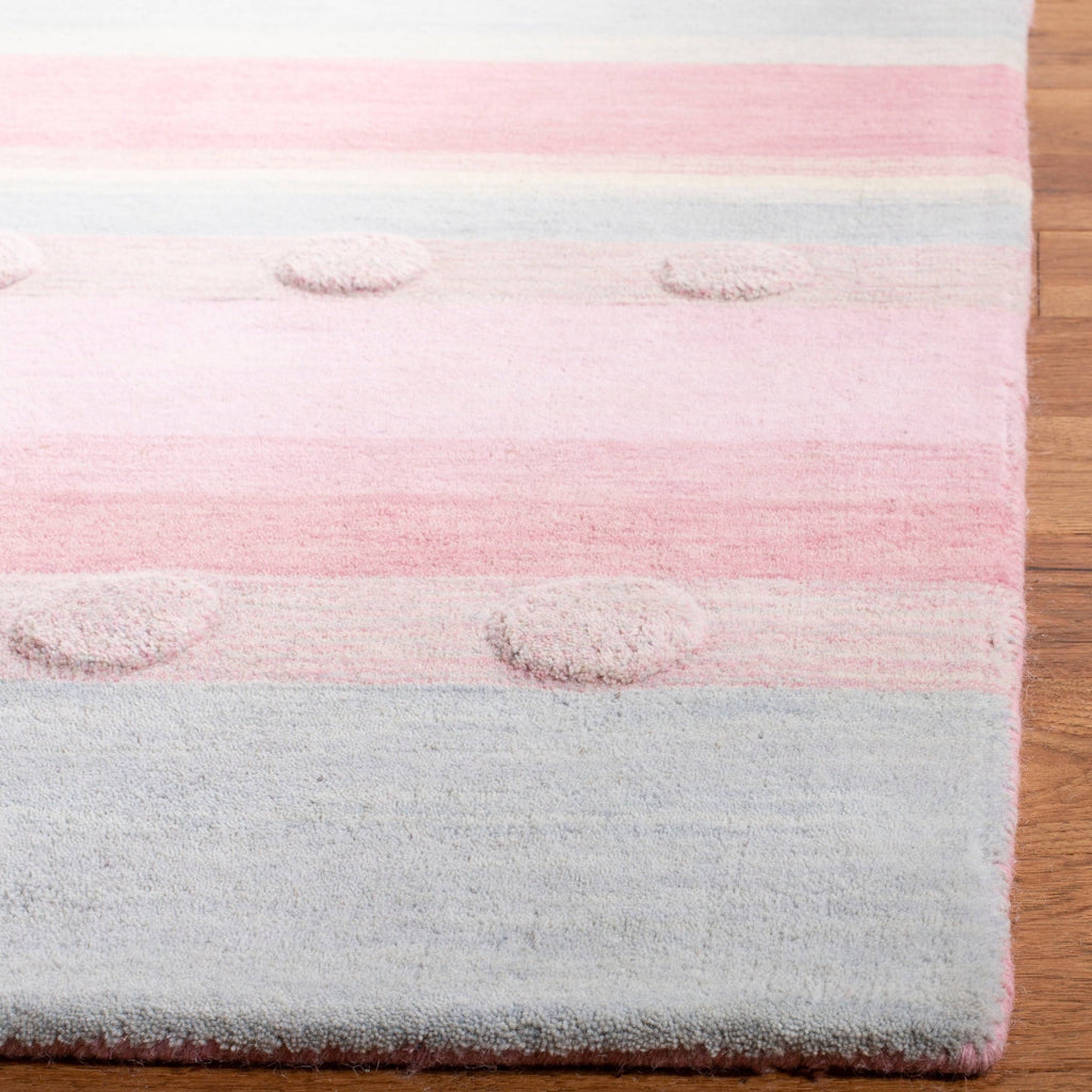 Light Blue / Pink Square Kids Rug U9108